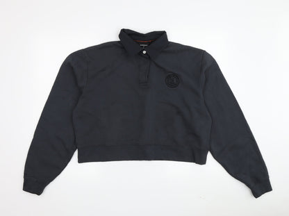 Superdry Women's Black Collared Pullover Sweatshirt UK 10