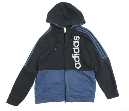 Adidas Men's Black and Blue Full Zip Hoodie L