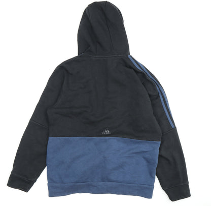 Adidas Men's Black and Blue Full Zip Hoodie L