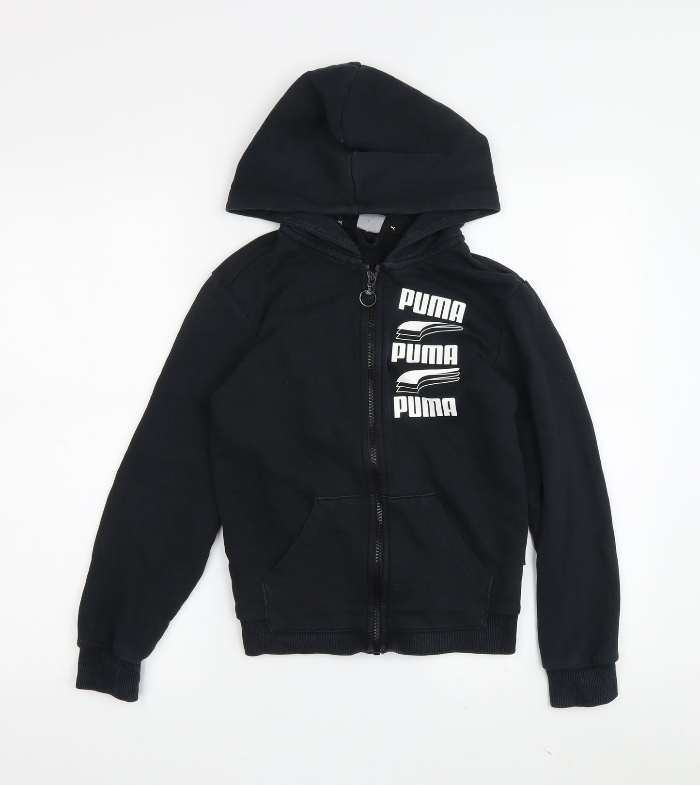 Puma Boys Black Hoodie Full Zip 8-9 Years