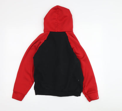 Boys Red & Black Full Zip Hoodie with Logo, Size 11-12