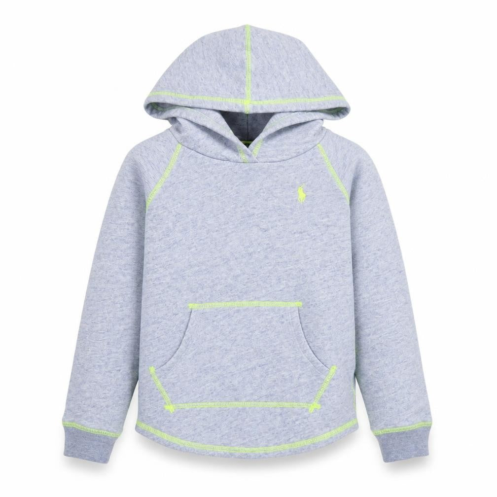 Front view of Polo Ralph Lauren Grey boys’ pullover hoodie, size 146