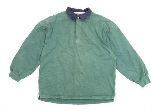 Harlequins Men's Green Long Sleeve Polo L