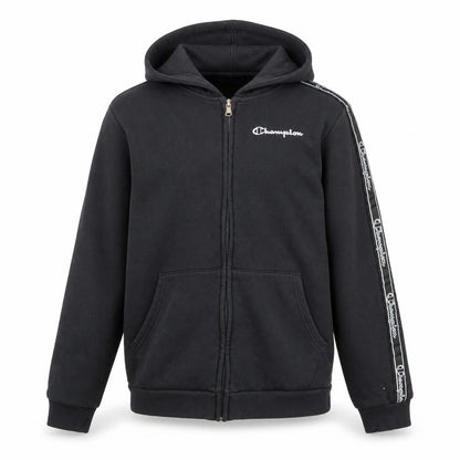 Front view of Champion boys’ black xl full zip hoodie