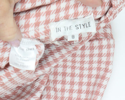In The Style Women's Pink Checked Blazer, Size 8