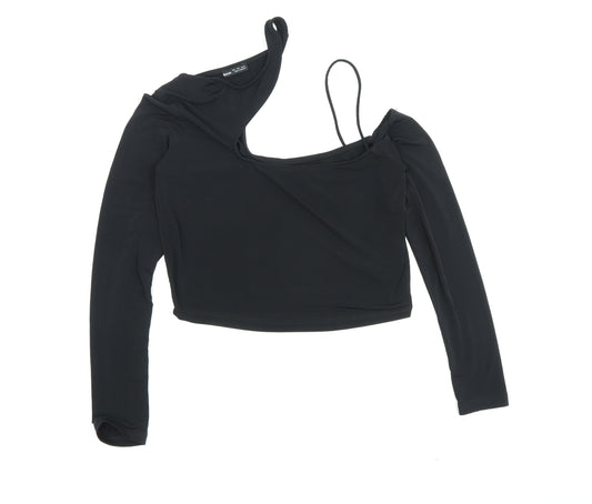 Bershka Women Black Cropped Blouse Size 12