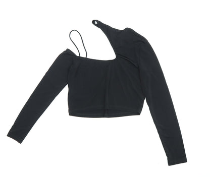 Bershka Women Black Cropped Blouse Size 12