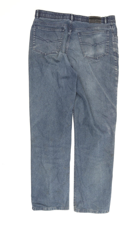 Vintage Men's Blue Straight Leg Jeans 38 Waist Cotton