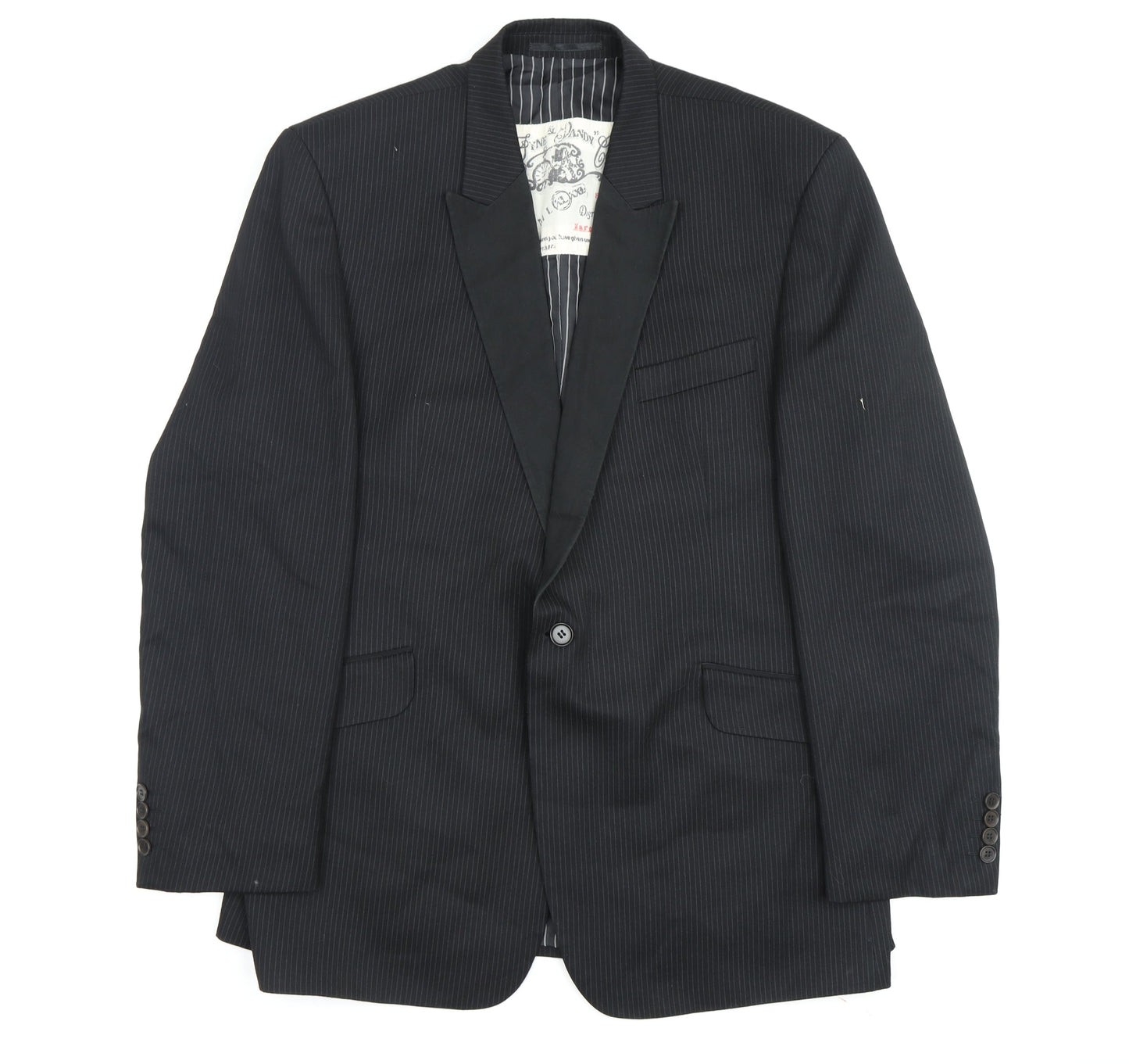 The Fyne & Dandy Men's Black XL Striped Blazer