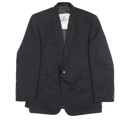 The Fyne & Dandy Men's Black XL Striped Blazer