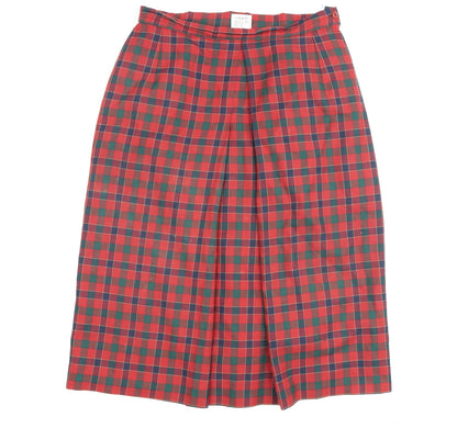 Fable Women's Red Plaid Midi Pleated Skirt Size 14