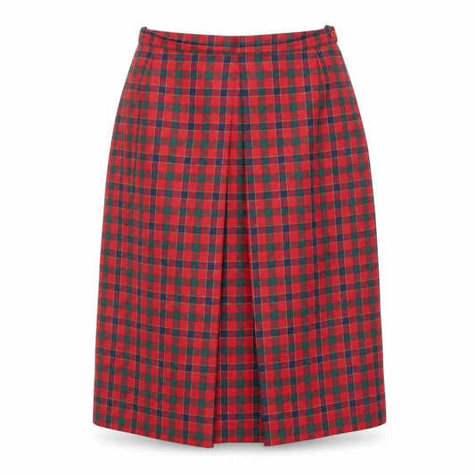 Fable Women's Red Plaid Midi Pleated Skirt Size 14