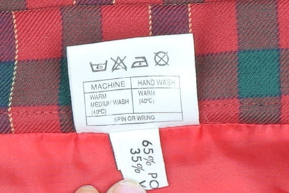 Fable Women's Red Plaid Midi Pleated Skirt Size 14