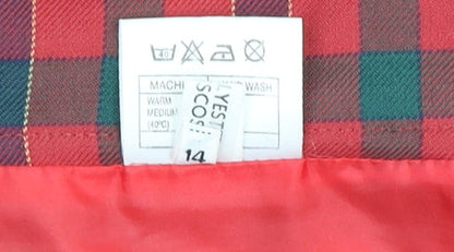 Fable Women's Red Plaid Midi Pleated Skirt Size 14