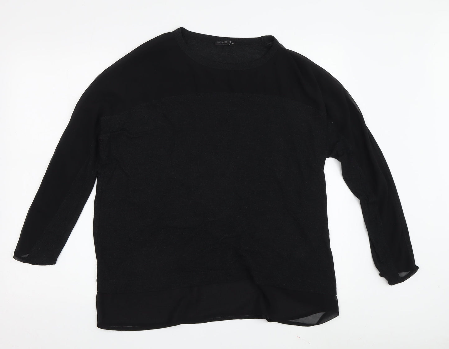 Womens UK Size 2 Zara Black Tunic Blouse