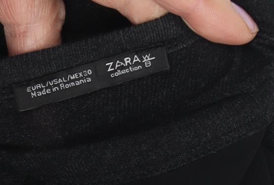 Womens UK Size 2 Zara Black Tunic Blouse