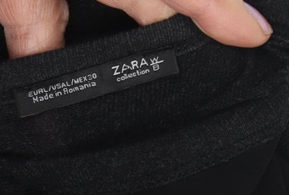 Womens UK Size 2 Zara Black Tunic Blouse