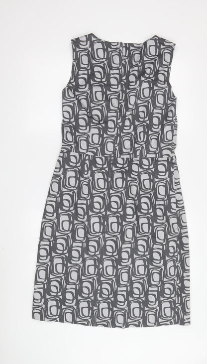 H&M Women's Grey Geometric Sheath Dress Size 12