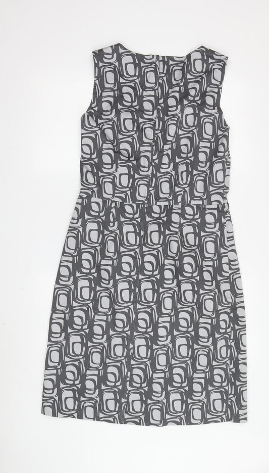 H&M Women's Grey Geometric Sheath Dress Size 12