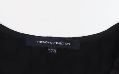 Womens UK Size 14 French Connection Black Basic Blouse