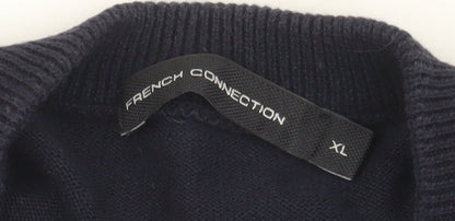 French Connection Men's Black Full Zip XL Jumper