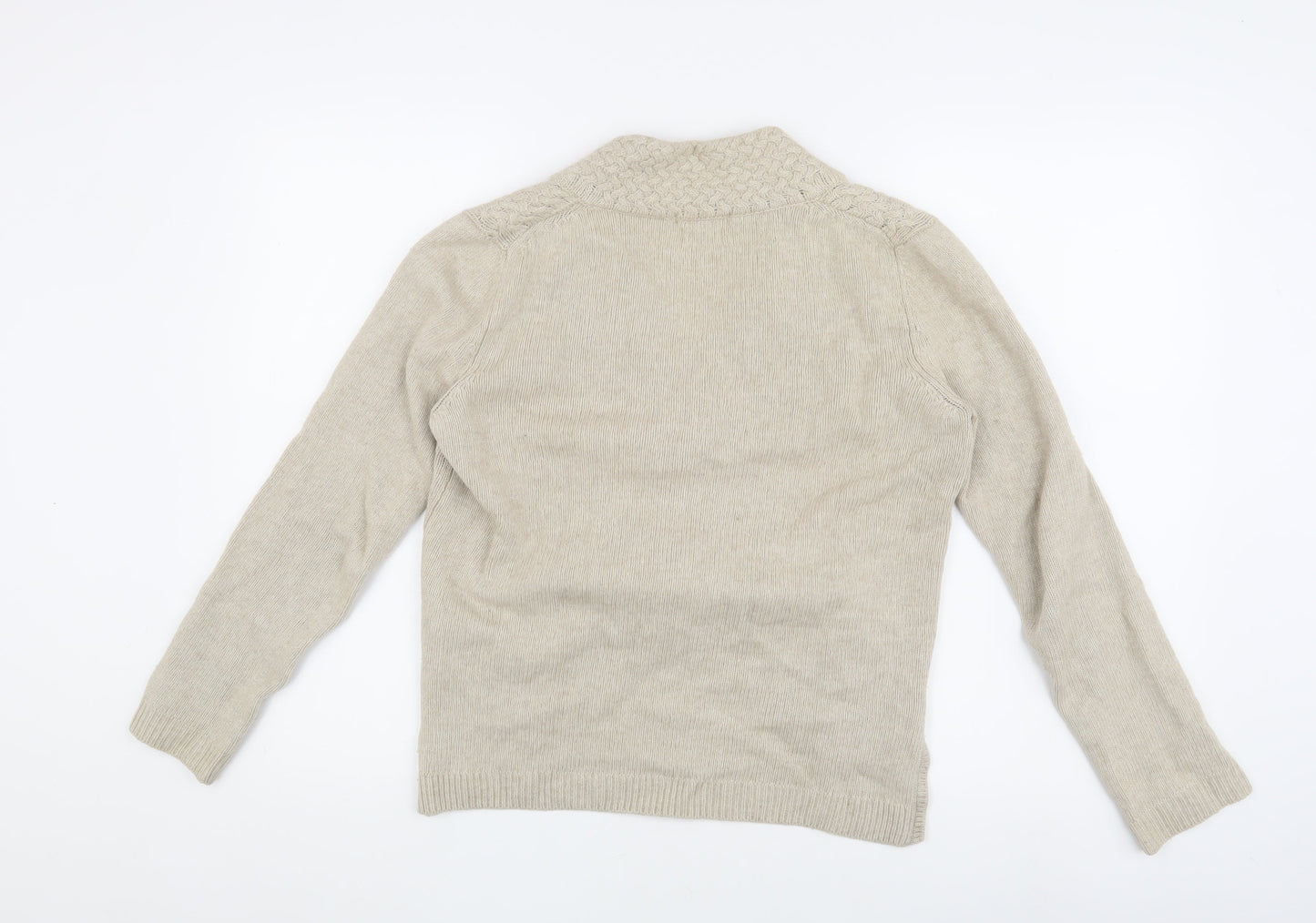 Adrienne Vittadini Beige V-Neck Cable Knit Pullover, Size 2