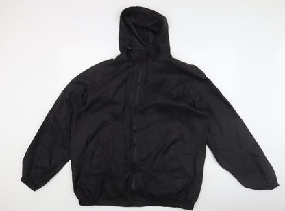 Mens UK Size L Cotton Traders Black Windbreaker Coat