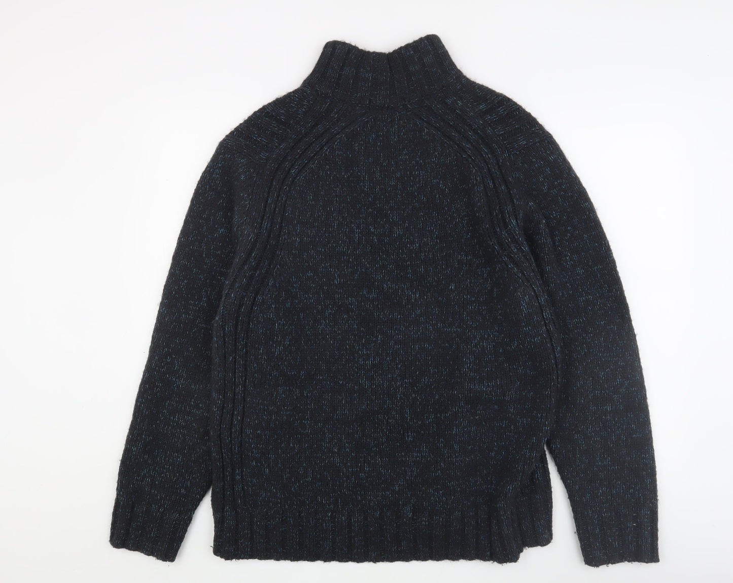 Marks & Spencer Men's L Blue Pullover Jumper, Mock Neck, Cozy Knit