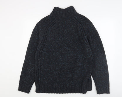 Marks & Spencer Men's L Blue Pullover Jumper, Mock Neck, Cozy Knit