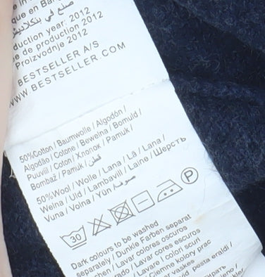 Jack & Jones Men's Blue Pullover Jumper M, Button Accent