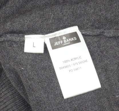Jeff Banks Men's Grey V-Neck Pullover Jumper L
