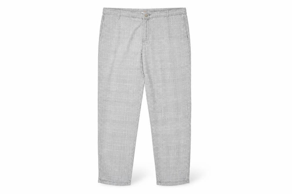 Front view of Topshop unisex grey jogger trousers, size 28, casual