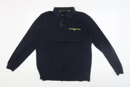 GHYUGR Men's Black Long Sleeve Polo Shirt - Size L