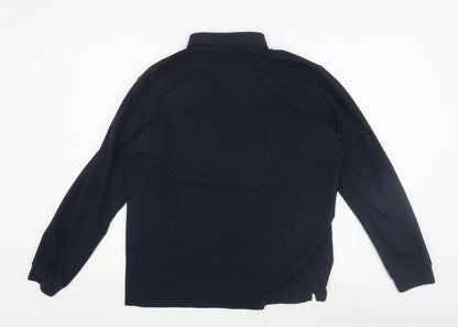 GHYUGR Men's Black Long Sleeve Polo Shirt - Size L