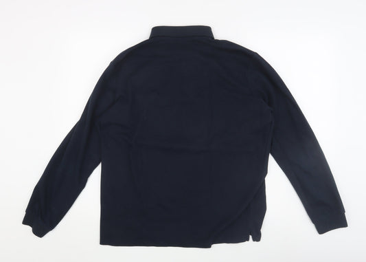 GHYUGR Men's Black Long Sleeve Polo Shirt - Size L