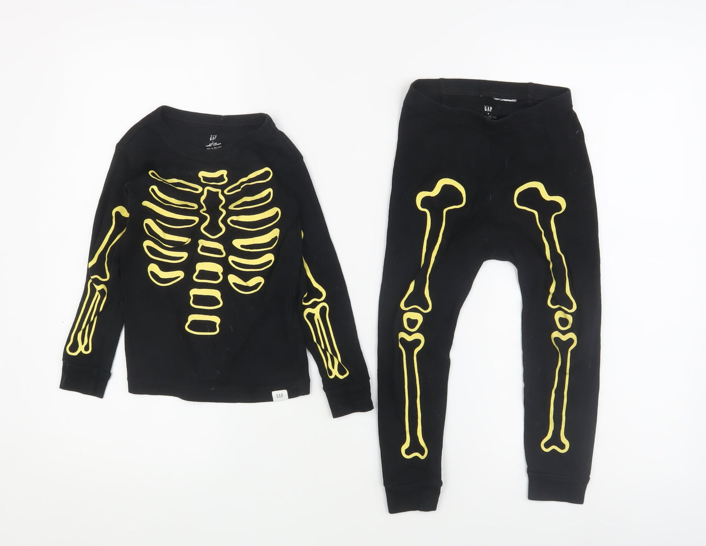 GAP Boys Black Glow Skeleton Pyjama Set 3 Years Halloween