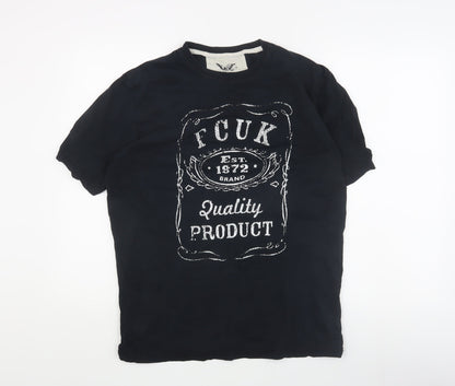 Mens UK Size L French Connection Black  T-Shirt