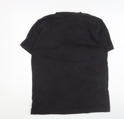 D555 Men's Black Retro Graphic T-Shirt, Medium, Cotton