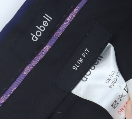 Dobell Men's Blue Slim Fit Trousers Size 36