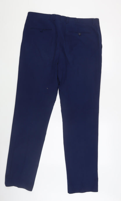 dobell Men's Blue Slim Fit Dress Pants 36L