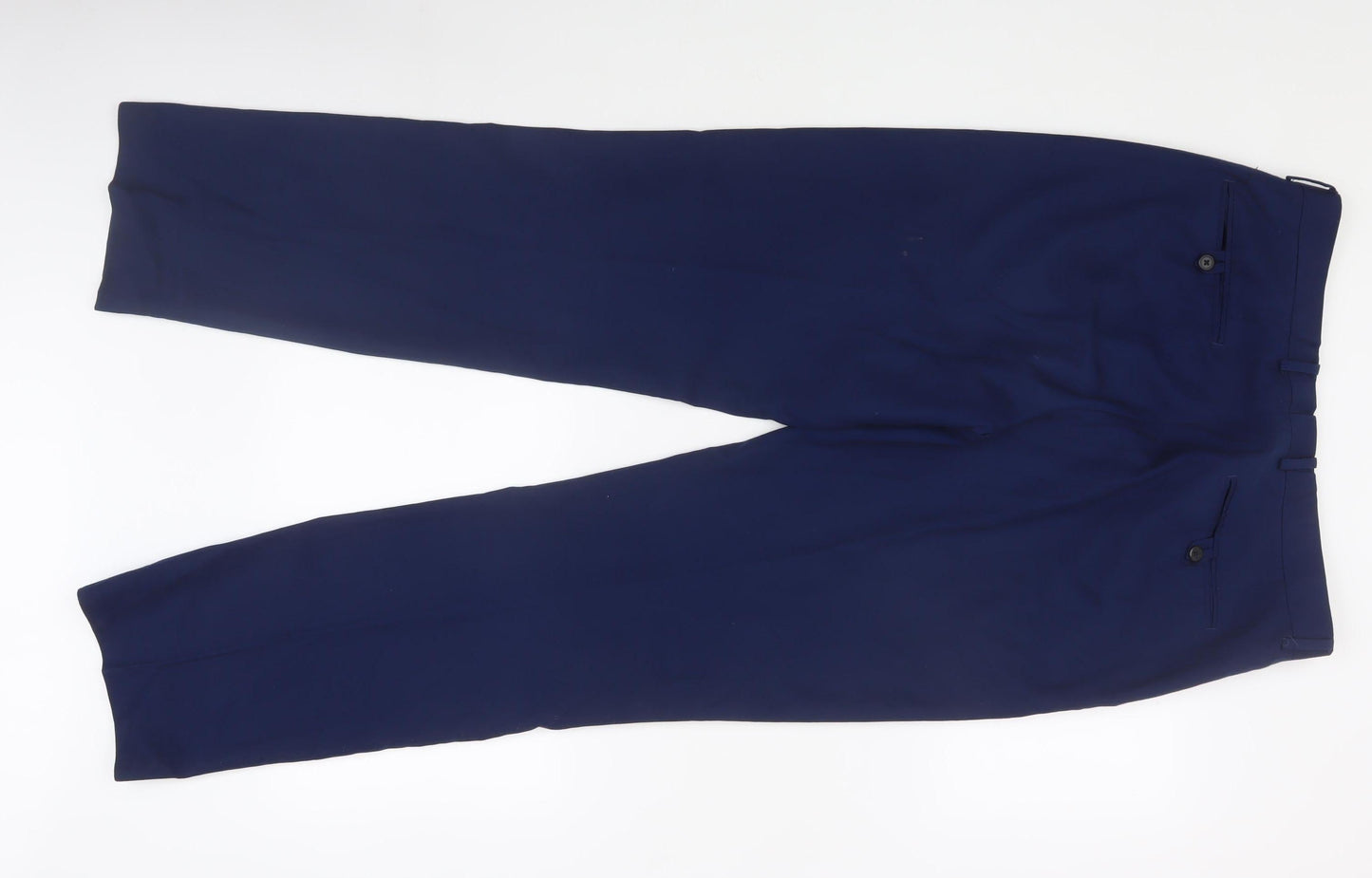 Mens UK Size 36L Dobell Slim Fit Dress Pants Blue Trousers