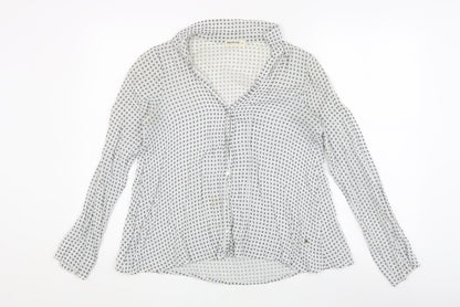 Brownie Women’s White Floral Blouse, Long Sleeve - Size P