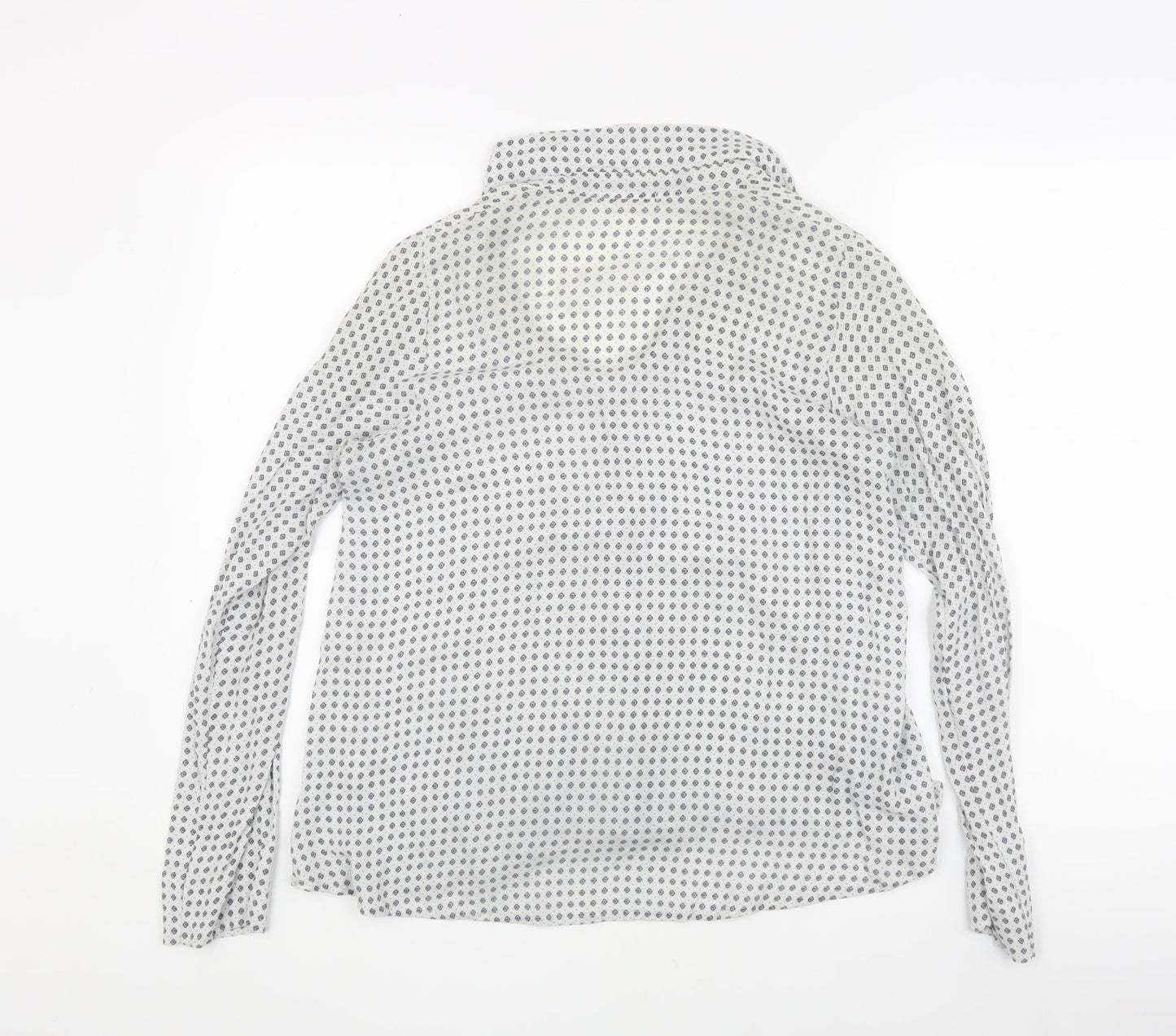 Brownie Women’s White Floral Blouse, Long Sleeve - Size P