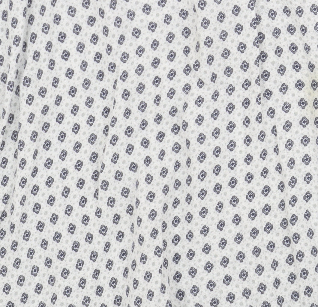 Brownie Women’s White Floral Blouse, Long Sleeve - Size P