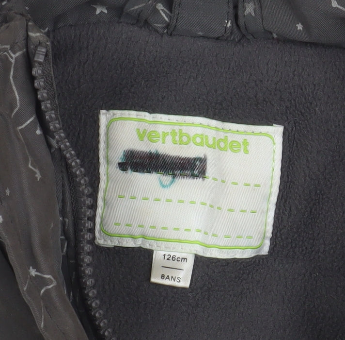 Vertbaudet Girls Grey Space Print Hooded Parka Coat 8 Years