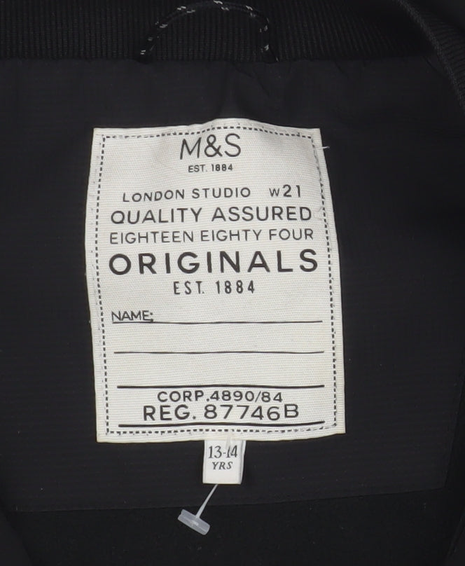 Teens UK Size 13-14 YRS Marks and Spencer Black Parka Coat