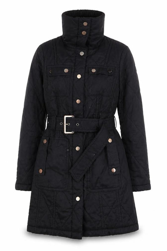 Womens UK Size 10 Zara Black Quilted Trench Coat