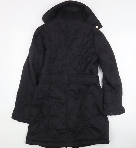 Womens UK Size 10 Zara Black Quilted Trench Coat
