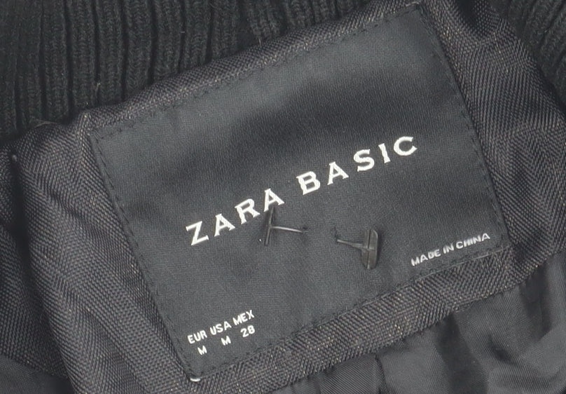 Womens UK Size 10 Zara Black Quilted Trench Coat