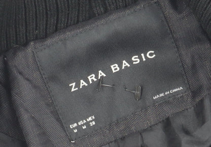 Womens UK Size 10 Zara Black Quilted Trench Coat